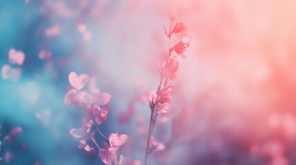 Poster - Pastel Pink and Blue Flowers in Soft Focus