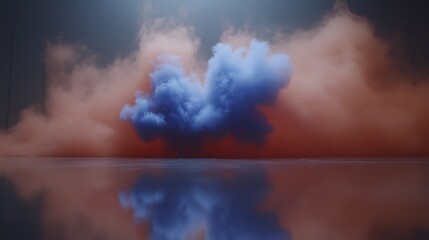 Wall Mural - Abstract Pink Blue Smoke Reflection Dramatic Lighting. AI Generated