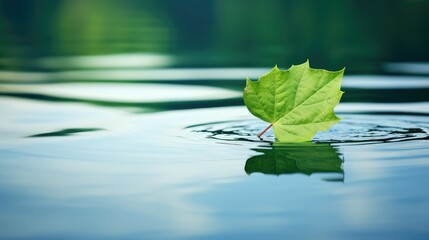 Wall Mural - tranquil leaf floating on water