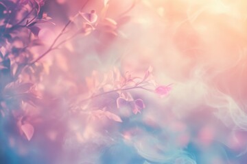 Poster - Pastel Pink and Orange Flowers Soft Focus Spring Nature Background
