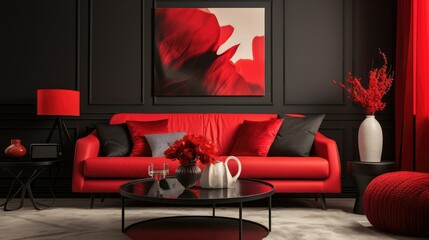 Wall Mural - wall red and black home