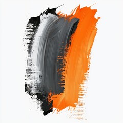 Wall Mural - abstract expression of color with bold strokes of black, gray, and vibrant orange on white backgroun
