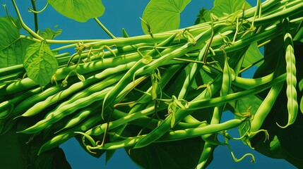 Wall Mural - vibrant green bean illustration