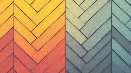 Wall Mural - Warm and cool tones blend beautifully in this abstract herringbone pattern image. AI Generated