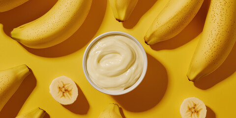 Wall Mural - shot of a small bowl of banana yogurt