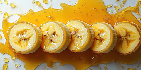 Wall Mural - of a banana slices and a honey splash vector