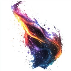 Wall Mural - colorful abstract cosmic splash with stars and galaxies in vibrant swirls of purple, orange, and blu