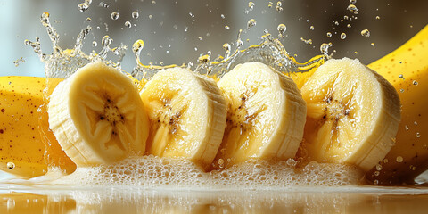 Wall Mural - of a banana slices and a milk splash vector