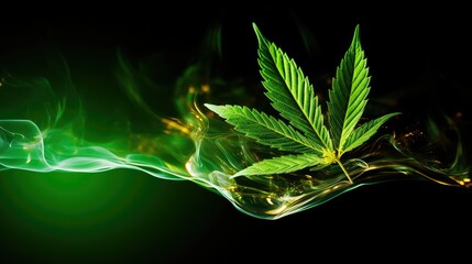 Canvas Print - swaying marijuana leaf transparent background