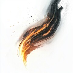 Wall Mural - abstract representation of flowing flames with vivid orange and black colors in dynamic motion for c