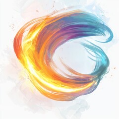 Wall Mural - vibrant abstract swirl of orange and blue colors creating a dynamic flowing motion effect