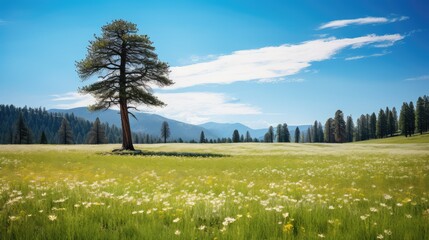 Wall Mural - field pine tree seedling