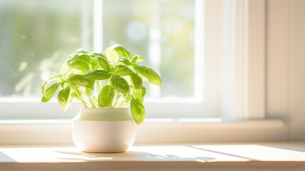 Wall Mural - natural basil on white