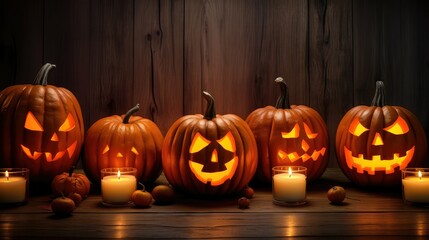 Wall Mural - spooky candle pumpkin background