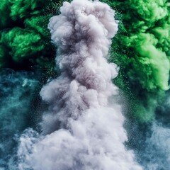 Wall Mural - Abstract Grey and Green Smoke Explosion