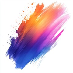 Wall Mural - vibrant abstract brush stroke with bold colors in orange, pink, and blue shades creating a dynamic a