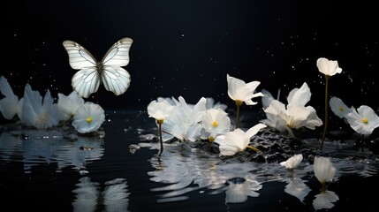 Wall Mural - serene black butterflies