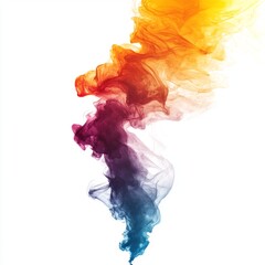 Wall Mural - colorful abstract smoke wave flowing in bright hues of orange, purple, and blue on a white backgroun