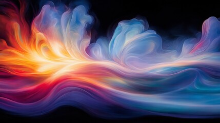 Wall Mural - Abstract swirling vibrant colors flow dynamically across dark background. AI Generated