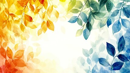 Wall Mural - watercolor autumn leaves: seasonal nature painting, vibrant colors, artistic design