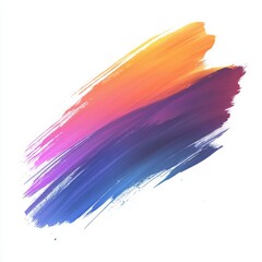 Wall Mural - vibrant abstract brush stroke in orange, pink, blue, and purple colors on white background for creat