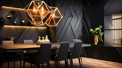 Wall Mural - light black gold geometric