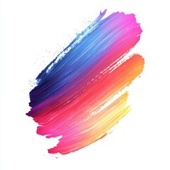 Wall Mural - colorful abstract brush stroke with shades of blue, pink, orange, and yellow on white background for