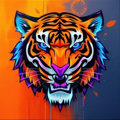  Vibrant tiger portrait: Bold colors, intense gaze, a fusion of wildlife and artistic expression.