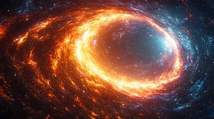 Wall Mural - cosmic firestorm: a mesmerizing cosmic swirl of fiery orange and cool blue energy creates a breathta