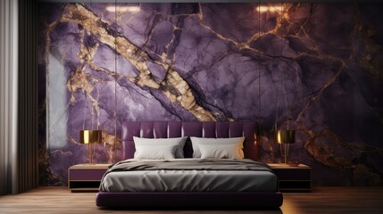 Wall Mural - elegance purple gold marble