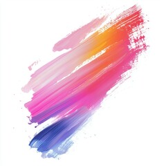 Wall Mural - abstract colorful brush stroke artwork with gradient shades of pink, orange, and blue on white backg