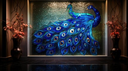 Wall Mural - luxurious peacock stained glass