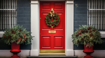 Poster - brass red front door