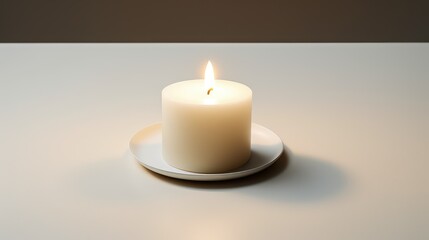 Wall Mural - lit candle on white