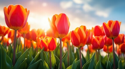 Poster - orange spring background flowers