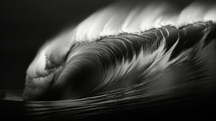 Canvas Print - water black and white waves