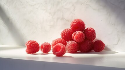 Sticker - red raspberries on white