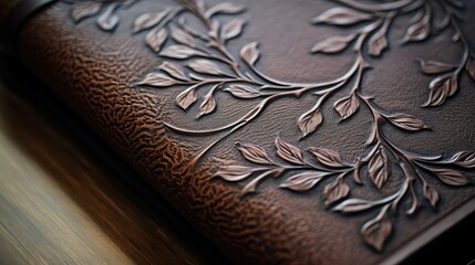 Canvas Print - vines brown leather book cover