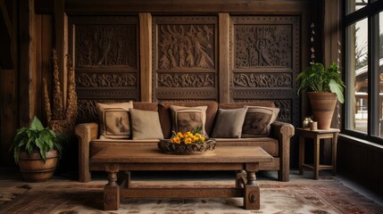 Wall Mural - sofa wood frame rustic