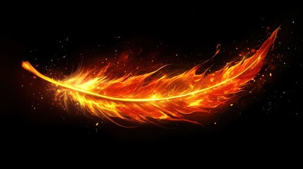 Wall Mural - A fiery feather design, blending flame and elegance against a dark backdrop.