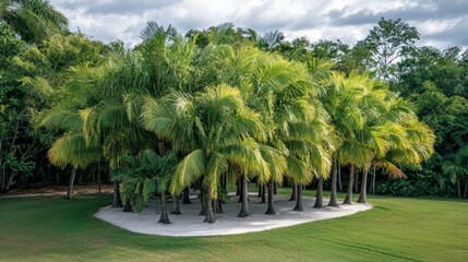 Canvas Print - Lush Green Palm Grove on White Sand