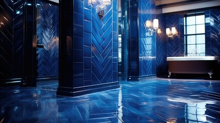 Wall Mural - glossy blue tiles