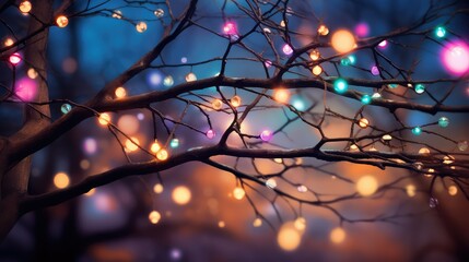 Canvas Print - lights bokeh tree background