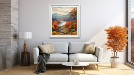 Canvas Print - painting white wood frame square