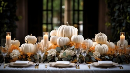 Wall Mural - elegant white pumpkin table