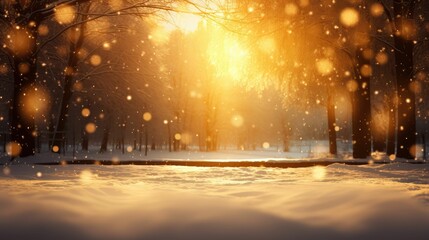 Wall Mural - snow gold winter background