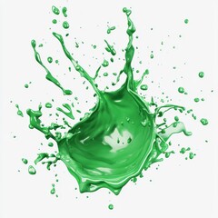 Wall Mural - vibrant green paint splash creating dynamic motion on white background in high resolution for art an