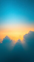 Wall Mural - Serene Sunset Sky With Glowing Clouds and Stars