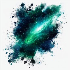 Wall Mural - vibrant, ethereal galaxy swirl with green hues and starry background in cosmic artwork