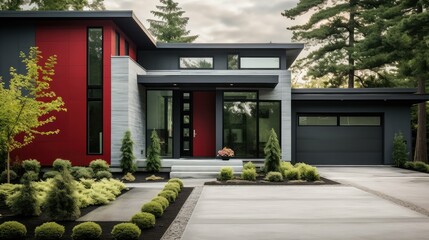 Wall Mural - bold house with red door